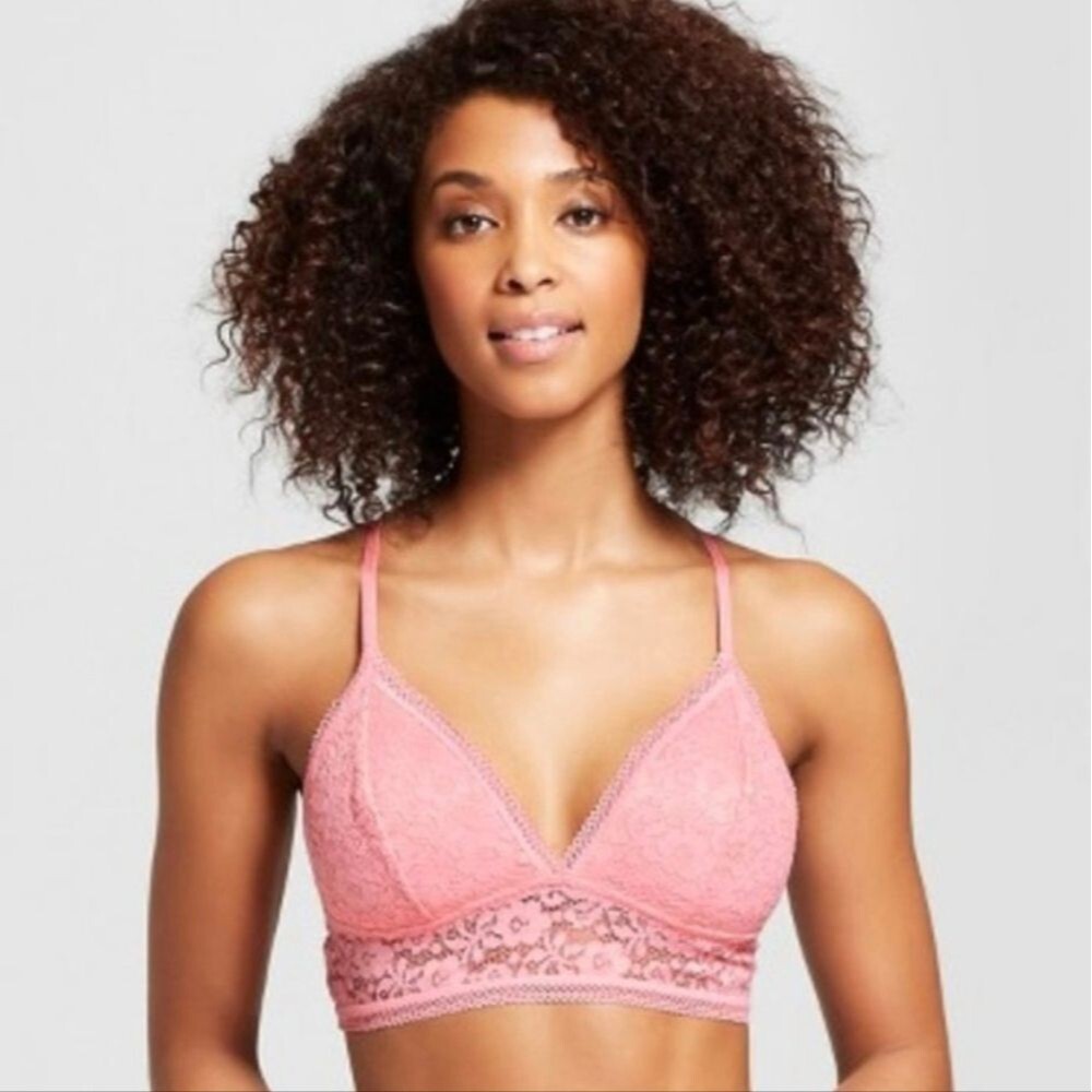 Xhilaration Pink Lace Longline Bralette with Criss Cross Straps XL